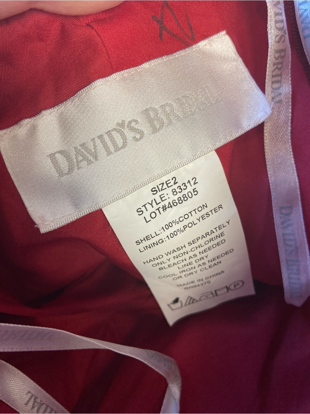 David’s Bridal Red Strapless Cotton Sateen Bridesmaid Dress Size 2 - Picture 2 of 5